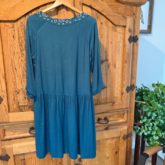 GARNET HILL Embroidered Boho Tunic Pocket Smock Dress 12 - Picture 3 of 3